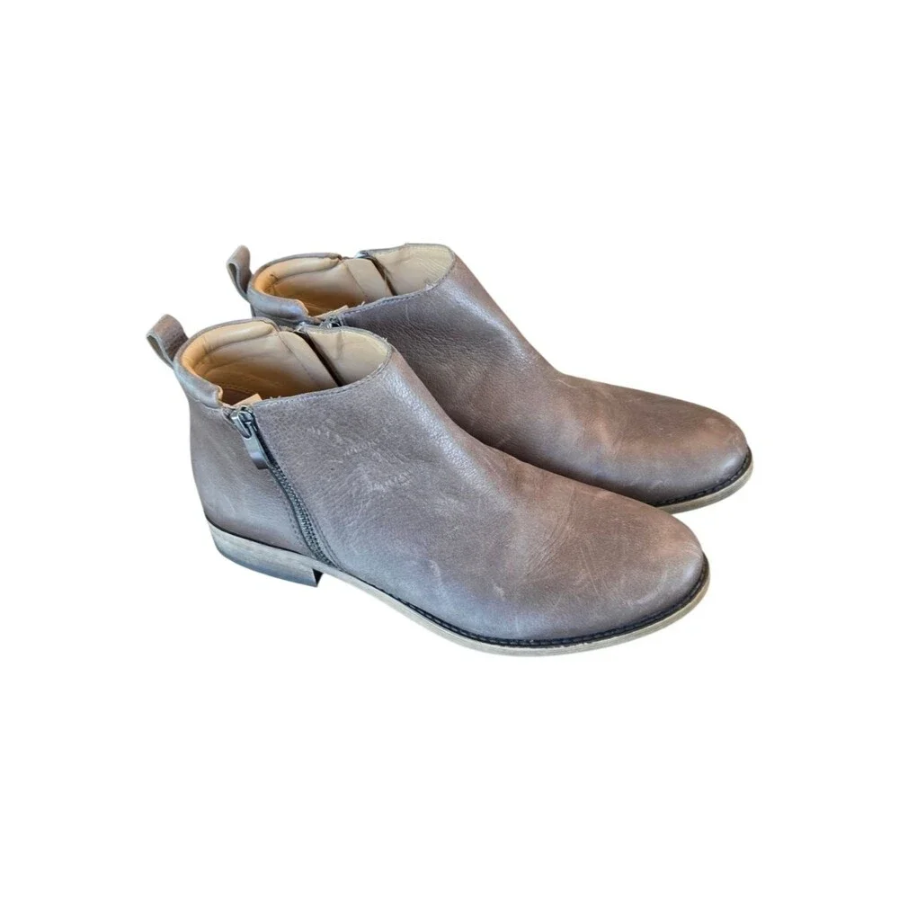 Franco Sarto Keegan Dual Zip Leather Ankle Booties size 8 Brown